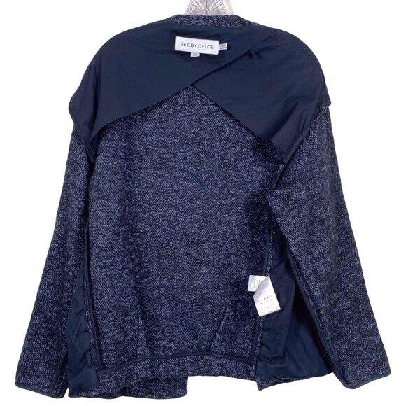 SEE BY CHLOE Herringbone Collarless Jacket US Size 4 Wool Alpaca Blend Gray EUC - Picture 15 of 16